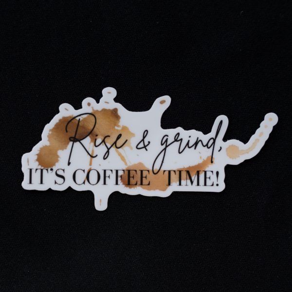rise and grind coffee sticker