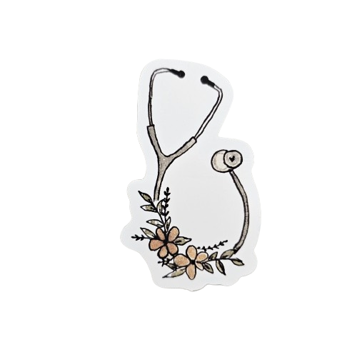 Stethoscope and flowers sticker